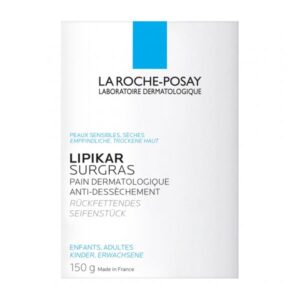 Verpackung eines dermatologischen Rückfettungsseifenstücks für empfindliche, trockene Haut von La Roche-Posay.