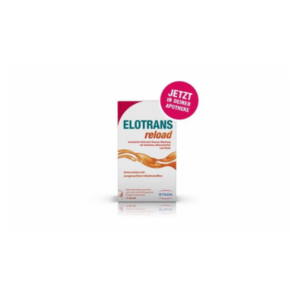 Verpackung von Elotrans reload, einer Elektrolyt-Glucose-Mischung, mit den Hinweisen zu Inhaltsstoffen und Anwendung.