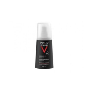 Vichy Homme 24H ultra-frisch Deodorant in schwarzer Flasche mit weißem Deckel, 100 ml.