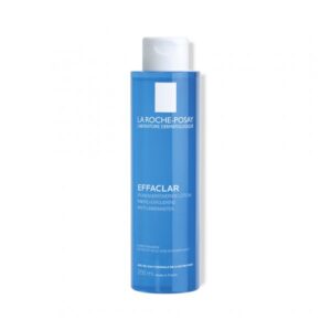 Flasche mit blauer porenverfeinernder Lotion von La Roche-Posay, 200 ml, ohne Parabene.