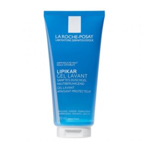 Blaue Verpackung von La Roche-Posay Lipikar Gel Lavant, sanftes Duschgel für empfindliche Haut, 200 ml.