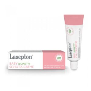 Lasepton Baby Bioaktiv Schutz-Creme in Tube und Verpackung, geeignet für empfindliche Hautstellen ohne Zink.