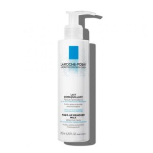 Flasche mit Make-up Entferner für empfindliche Haut von La Roche-Posay, 200 ml, mit Pumpverschluss.
