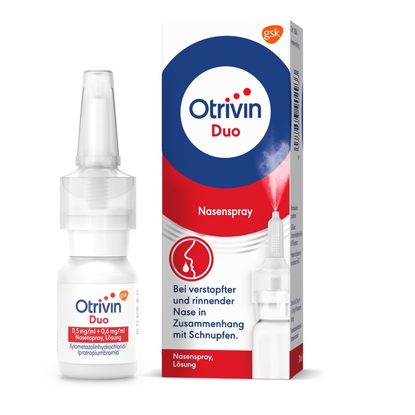 otrivin-duo-nasenspray-2025.png Otrivin Duo Nasenspray in einer weißen Flasche mit Applikator und einer Verpackung mit blauen und roten Elementen.