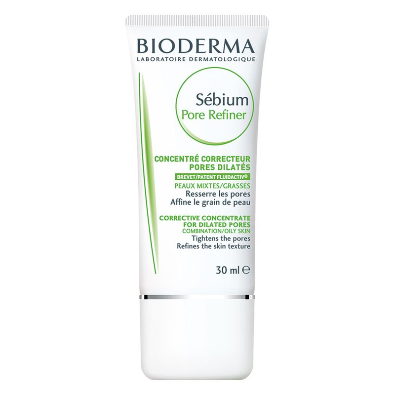 Tube mit Bioderma Sébium Pore Refiner zur Hautverfeinerung für Mischhaut und ölige Haut.