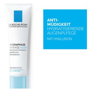 Tube mit hydrating Augenpflege von La Roche-Posay, betont die Anti-Müdigkeit und Hyaluronsäure.