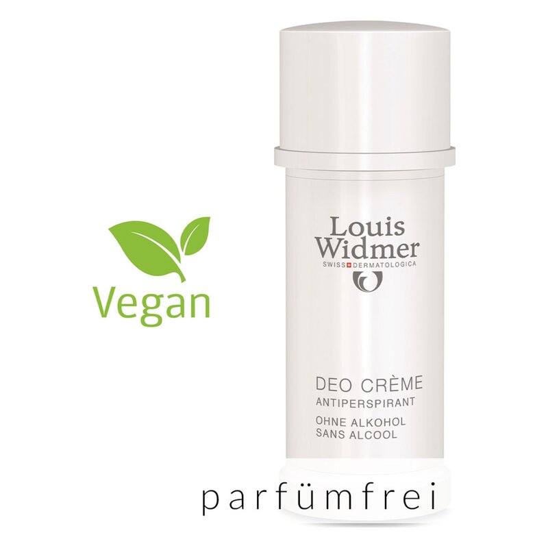Veganer Antitranspirant in weißem Tubus von Louis Widmer, ohne Alkohol und parfümfrei.