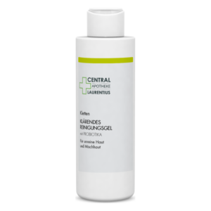 Flasche mit klärendem Reinigungsgele, hergestellt von Central Apotheke Laurentius, für unreine und Mischhaut.