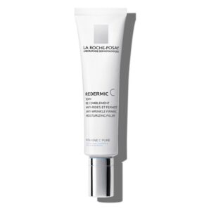 Tube mit anti-aging Creme von La Roche-Posay, beschriftet mit "Redermic C" und "Vitamin C pure".