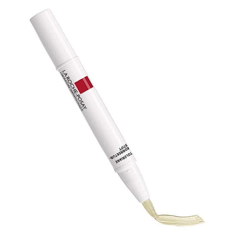 Korrektur-Stift von La Roche-Posay mit einem weißen Gehäuse und einer hellen Farbspitze.
