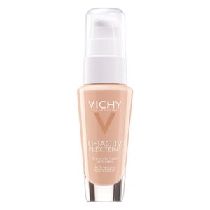 Flasche mit Vichy Liftactiv Flexiteint, einer Anti-Falten-Foundation in hellem Farbton, mit Pumpspender.