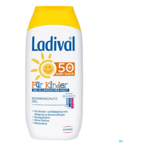 Sonnenschutzgel für Kinder mit hoher LSF 50+, speziell für empfindliche Haut, wasserfest, ohne Duftstoffe.