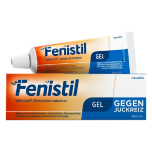 Fenistil Gel in einer Tube und Verpackung, richtet sich gegen Juckreiz und Hautirritationen, enthält Dimetindenmaleat.
